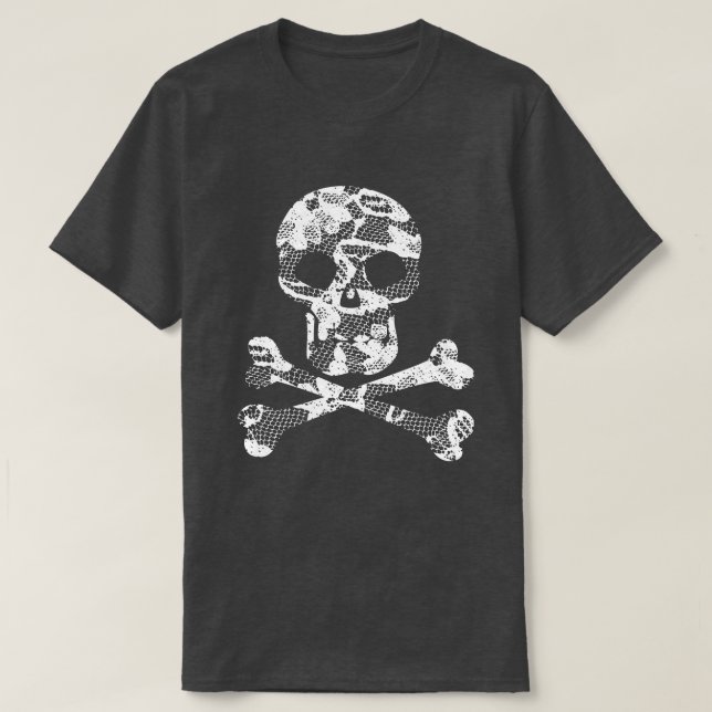 Lace Pattern Skull and Crossbones T-Shirt (Design Front)