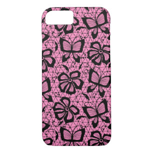lace pattern with butterflies Case-Mate iPhone case
