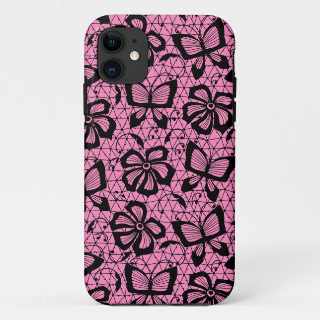 lace pattern with butterflies Case-Mate iPhone case (Back)