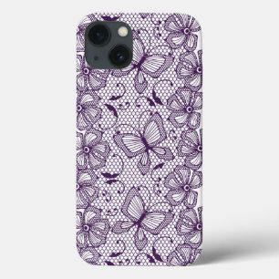 Lace pattern with butterflies iPhone 13 case