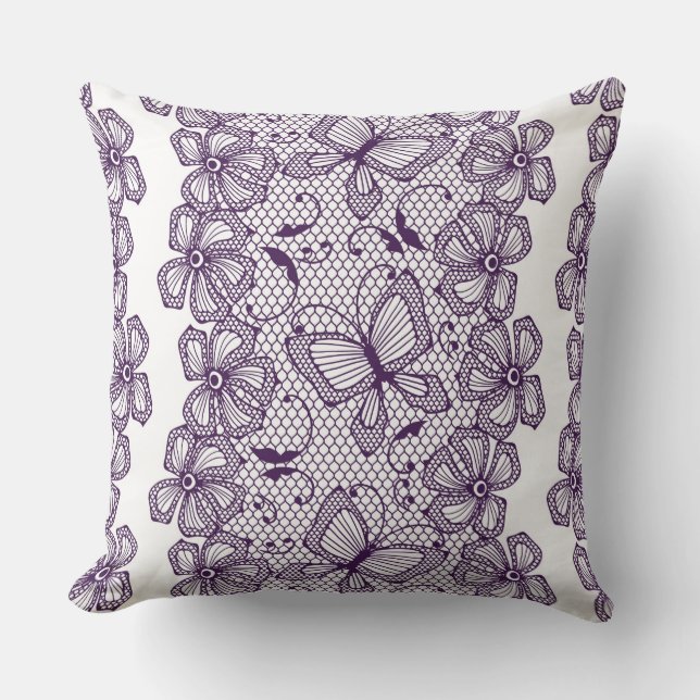 Lace pattern with butterflies cushion (Front)
