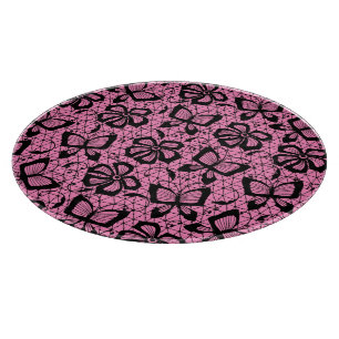 lace pattern with butterflies cutting board