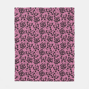 lace pattern with butterflies fleece blanket