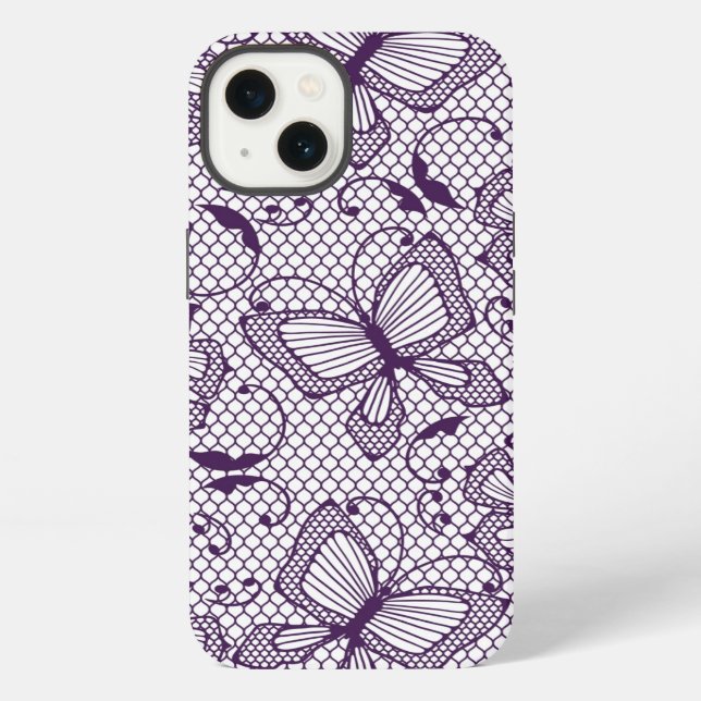 Lace pattern with butterflies iPhone case (Back)