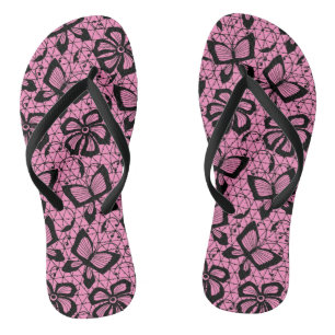 lace pattern with butterflies jandals
