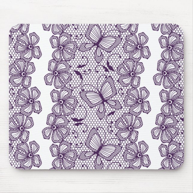 Lace pattern with butterflies mouse pad (Front)
