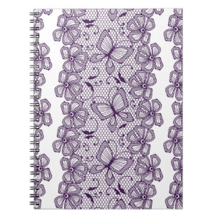 Lace pattern with butterflies spiral notebook