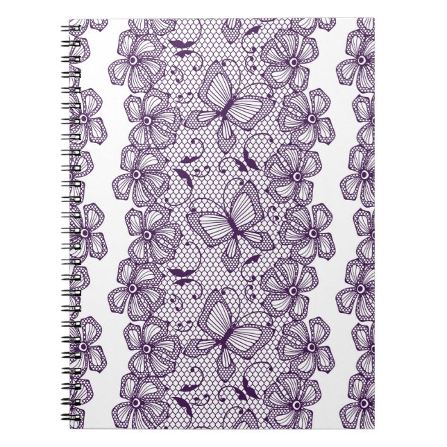 Lace pattern with butterflies spiral notebook (Front)