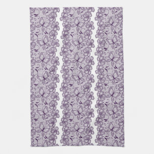 Lace pattern with butterflies tea towel