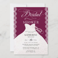 Lace Pearls Bridal Dress Burgundy Bridal Shower