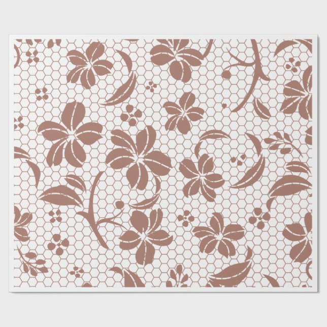"Lace & Petal" Elegant Floral Pattern Gift  Wrapping Paper (Flat)