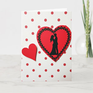 Lace Polka Dot Couple Heart Card