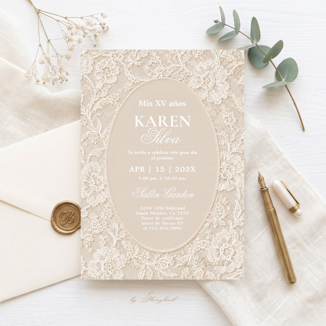 Lace Quinceanera Invitation (Creator Uploaded)