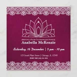 Lace Quinceanera (Maroon) Invitation