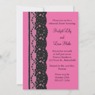 Lace Rehearsal Dinner (fuchsia) Invitation