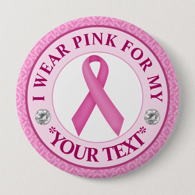Lace Ribbon Breast Cancer Awareness Design 10 Cm Round Badge (Front)