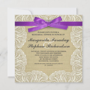 lace ribbon & burlap rustic rehearsal dinner invitation