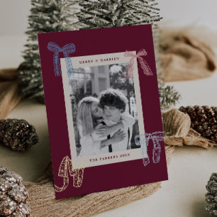 Lace Ribbon Photo  Holiday Card