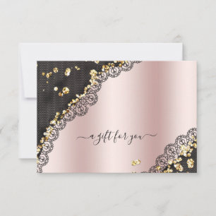 Lace Rose Gold Metallic Glitter Gift Certificate