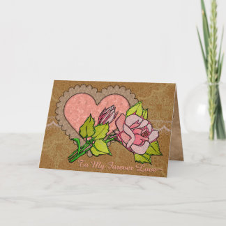 Lace, Ruffled Heart, Textured Rose (Personalised) Holiday Card