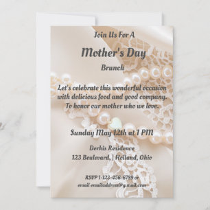 Lace, Satin and Pearl background Invitation