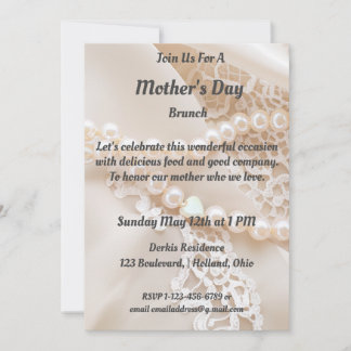 Lace, Satin and Pearl background Invitation