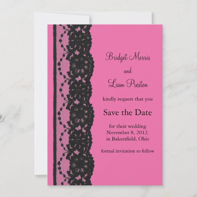 Lace Save the Date (fuchsia) (Front)