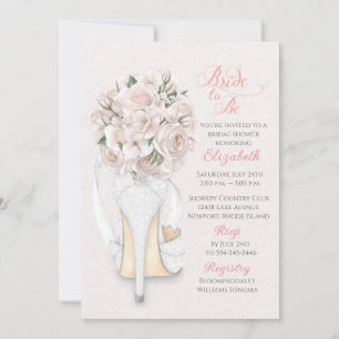 Lace Shoe with Bouquet Bridal Shower Invitation
