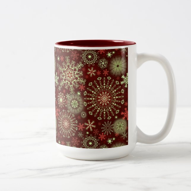 Lace Snowflakes 4 Two-Tone Coffee Mug (Right)