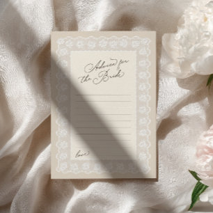 Lace Soft Neutral Bridal Shower Advice Card