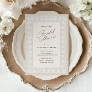 Lace Soft Neutral Bridal Shower Invitation