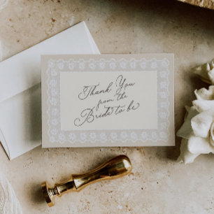 Lace Soft Neutral Bridal Shower Thank You Card