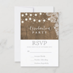 Lace String Light Rustic Graduation Party RSVP