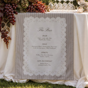 Lace Striped Brown Wedding Bar Sign Fabric Tapestry