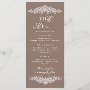 Lace Taupe White Lace Old Money Wedding Menu
