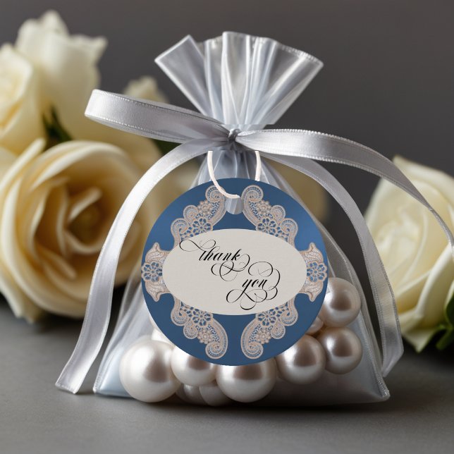 Lace Thank You - Blue Favour Tags (Creator Uploaded)