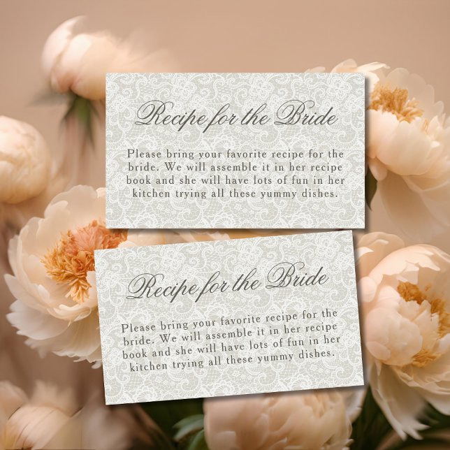 Lace Theme Ivory Bridal Shower Recipe Request Enclosure Card (Creator Uploaded)