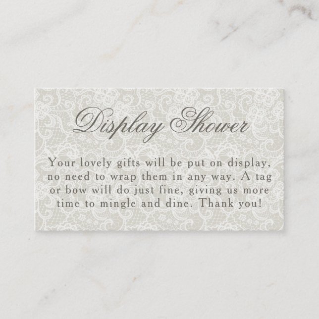 Lace Theme Ivory Display Shower Bridal Shower  Enclosure Card (Front)
