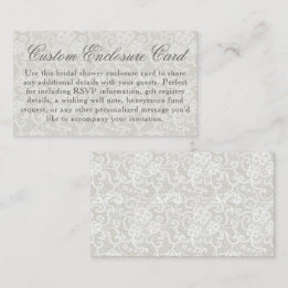 Lace Theme Ivory & White Bridal Shower Custom Enclosure Card