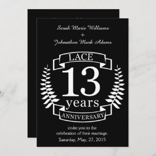 Lace Traditional wedding anniversary 13 years Invitation