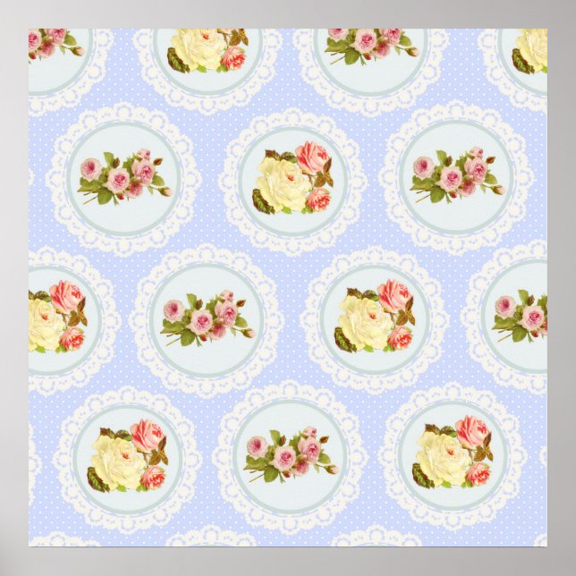 Lace Victorian Floral pattern Poster (Front)