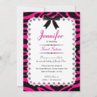 Lace w/ Hot Pink & Black Zebra Stripes Sweet 16