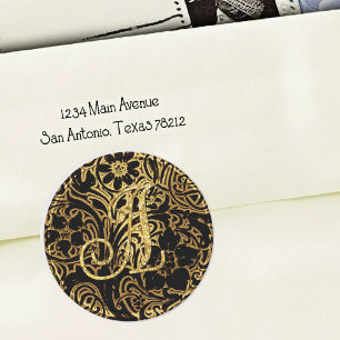 Lace Wedding Envelope Seal Gold Monogram