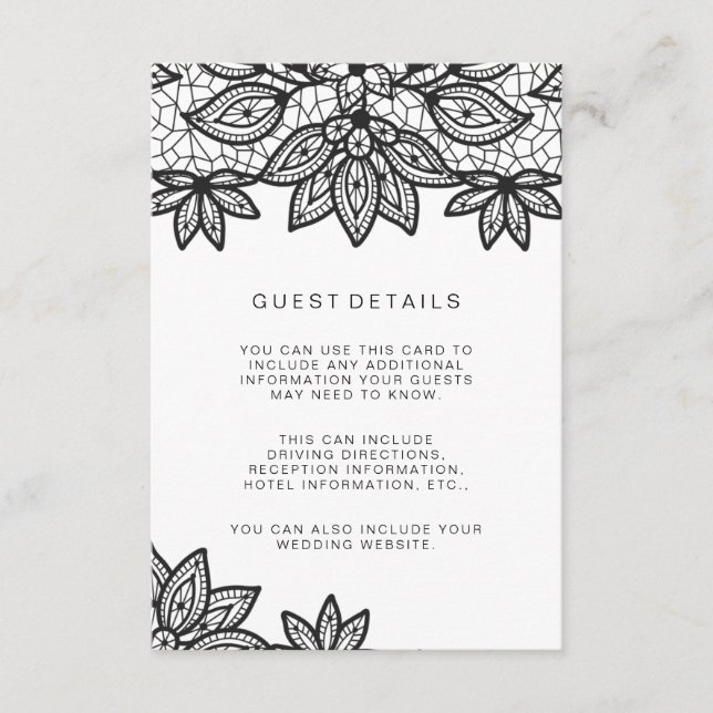 Lace Wedding Guest Details Enclosure Card (Front)