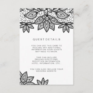 Lace Wedding Guest Details Enclosure Card