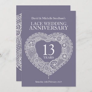 Lace wedding heart 13 years party invitations