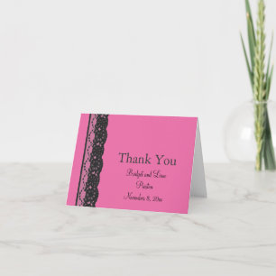 Lace Wedding Thank You Card (fuchsia)