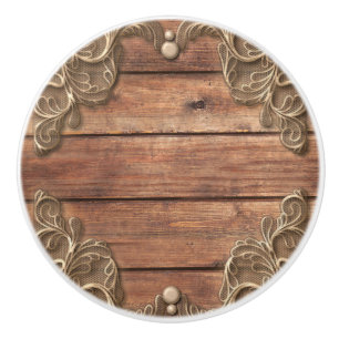 Lace Wood Rustic Vintage Western Elegant Farmhouse Ceramic Knob