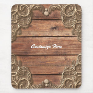 Lace Wood Rustic Vintage Western Farmhouse Chic Mouse Pad