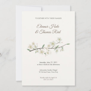 Lacebark White Blossom Wedding Invitation